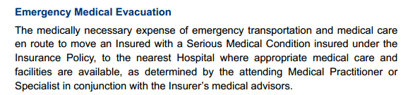 Emergency Medical Evacuation insurance definition